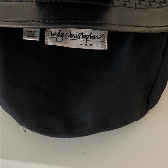 Inge Christopher Handmade Black Woven Leather Shoulder Bag - Picture 8 of 10